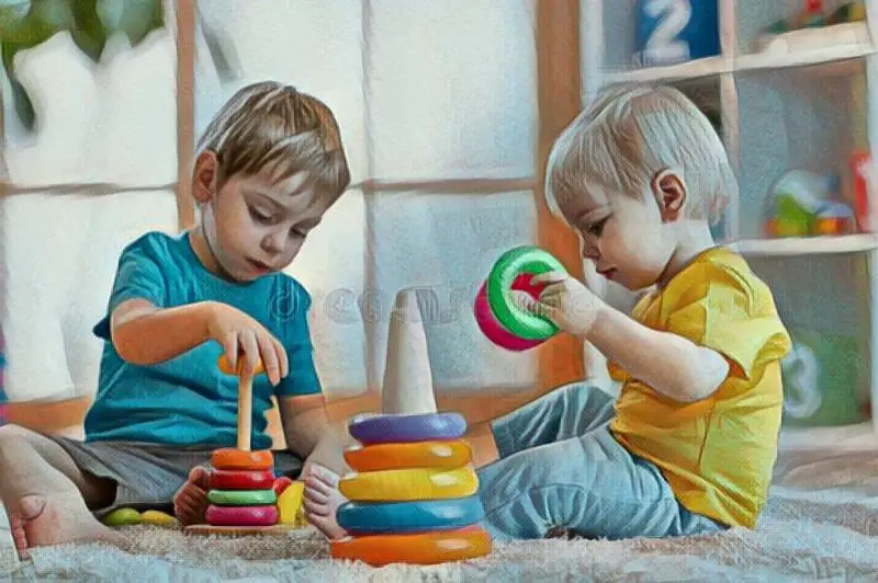 Niños jugando con bloques