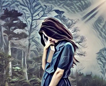 Mujer joven triste a causa de la distimia